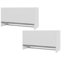 Kit 02 Armários Multiuso Aéreo Cabideiro Grécia L03 Branco - Lyam Decor Kit 02 Armários Multiuso Aéreo Cabideiro Grécia L03 Branco - Lyam Decor