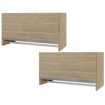 Kit 02 Armários Multiuso Aéreo Cabideiro Grécia L03 Castanho - Lyam Kit 02 Armários Multiuso Aéreo Cabideiro Grécia L03 Castanho - Lyam