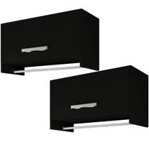 Kit 02 Armários Multiuso Aéreo Cabideiro Grécia Preto - Lyam Decor Kit 02 Armários Multiuso Aéreo Cabideiro Grécia Preto - Lyam Decor