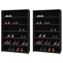 Kit 02 Armários Multiuso Sapateira Laís 5 Prateleiras Preto - Abmaza Kit 02 Armários Multiuso Sapateira Laís 5 Prateleiras Preto - Abmaza