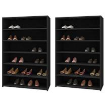 Kit 02 Armários Multiuso Sapateira Laís 5 Prateleiras Preto Kit 02 Armários Multiuso Sapateira Laís 5 Prateleiras Preto