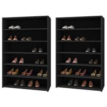 Kit 02 Armários Multiuso Sapateira Laís 5 Prateleiras Preto - Desk Design Kit 02 Armários Multiuso Sapateira Laís 5 Prateleiras Preto - Desk Design