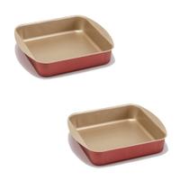 Kit 02 Assadeiras Tabuleiro Quadrada Cereja 01 2.4L Kit 02 Assadeiras Tabuleiro Quadrada Cereja 01 2.4L