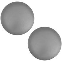 Kit 02 Assentos Redondo Banqueta Cadeira Estofados Poltronas H02 material sintético Cinza 35 cm - Lyam Decor