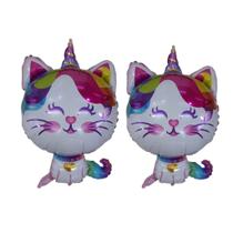 Kit 02 Balão Gato Unicórnio Decoração Festa Infantil 60cm