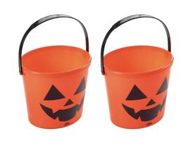 Kit 02 Balde Grande Abóbora Halloween Festa Bruxas Decoração