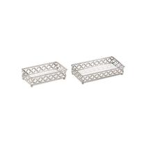 Kit 02 Bandejas Decorativas Metal Prata com Espelho 12024 Mart Kit 02 Bandejas Decorativas Metal Prata com Espelho 12024 Mart