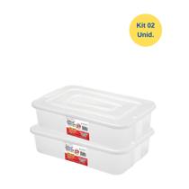 Kit 02 Bandejas Multiuso 10 Litros com Tampa Carnes Frios Aves Verduras Churrasco