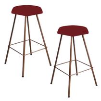 Kit 02 Banqueta Alta Lari Eiffel Hexágono Cozinha Bar Balcão Bistrô Ferro Bronze material sintético Vermelho - Ahz Móveis