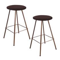 Kit 02 Banqueta Alta Loni Eiffel Industrial Cozinha Bar Balcão Bistrô Ferro Bronze material sintético Marrom - Ahz Móveis