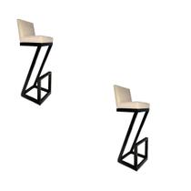 kit 02 banqueta Alta Z Base De Ferro Suede Bege - D'Classe Decor kit 02 banqueta Alta Z Base De Ferro Suede Bege - D'Classe Decor