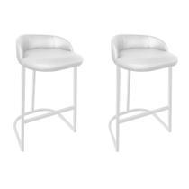 Kit 02 Banqueta Betina Com Encosto Alta Cozinha Bar Balcão Ferro Branco material sintético Branco - Ahazzo Móveis