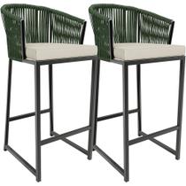 Kit 02 Banqueta Para Área Gourmet Cozinha Varanda Corda Náutica Sunset D04 Verde - Lyam Decor Kit 02 Banqueta Para Área Gourmet Cozinha Varanda Corda Náutica Sunset D04 Verde - Lyam Decor