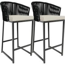 Kit 02 Banqueta Para Área Gourmet Cozinha Varanda D04 Preto