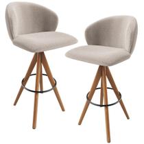 Kit 02 Banquetas Alta Bar Cozinha Sala De Jantar Bar Mia L02 Bouclê Creme - Lyam Decor Kit 02 Banquetas Alta Bar Cozinha Sala De Jantar Bar Mia L02 Bouclê Creme - Lyam Decor
