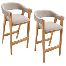 Kit 02 Banquetas Alta Bar Cozinha Sala de Jantar Bar Nadja L02 Bouclê Creme - Lyam Decor