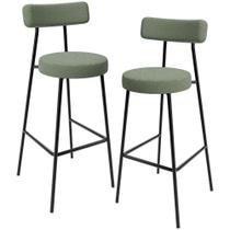 Kit 02 Banquetas Alta Bar Cozinha Sala De Jantar Estrutura Em Aço Milão L02 Bouclê Oliva Kit 02 Banquetas Alta Bar Cozinha Sala De Jantar Estrutura Em Aço Milão L02 Bouclê Oliva