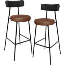 Kit 02 Banquetas Alta Bar Cozinha Sala De Jantar Milão L02 material sintético Preto Marrom Kit 02 Banquetas Alta Bar Cozinha Sala De Jantar Milão L02 material sintético Preto Marrom