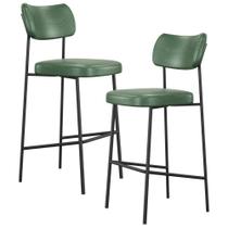 Kit 02 Banquetas Alta Bar Cozinha Sala De Jantar Preto Elira L02 material sintético Verde Lyam Decor Kit 02 Banquetas Alta Bar Cozinha Sala De Jantar Preto Elira L02 material sintético Verde Lyam Decor