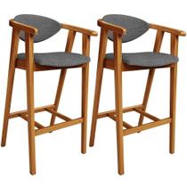 Kit 02 Banquetas Alta Cozinha Bancada Bar Sala De Jantar Fixa Cecília L02 Linho Cinza Escuro Kit 02 Banquetas Alta Cozinha Bancada Bar Sala De Jantar Fixa Cecília L02 Linho Cinza Escuro
