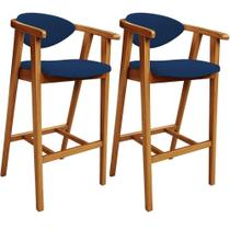 Kit 02 Banquetas Alta Cozinha Bancada Bar Sala De Jantar Fixa Cecília L02 Suede Azul Marinho Kit 02 Banquetas Alta Cozinha Bancada Bar Sala De Jantar Fixa Cecília L02 Suede Azul Marinho