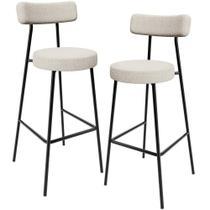 Kit 02 Banquetas Alta Cozinha Bar Sala Jantar Estrutura Em Aço Milão L02 Bouclê Creme Kit 02 Banquetas Alta Cozinha Bar Sala Jantar Estrutura Em Aço Milão L02 Bouclê Creme