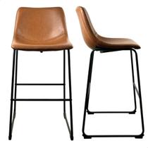 Kit 02 Banquetas Alta Encosto Cozinha Base Fixa Bar Balcão