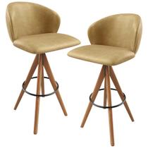 Kit 02 Banquetas Alta Giratória Bar Cozinha Sala de Jantar Bar Mia L02 material sintético Fendi - Lyam Decor Kit 02 Banquetas Alta Giratória Bar Cozinha Sala de Jantar Bar Mia L02 material sintético Fendi - Lyam Decor