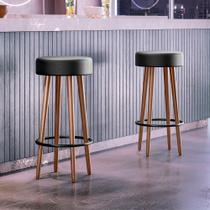 Kit 02 Banquetas Alta Para Cozinha Área Gourmet Berlin material sintético Preto - Desk Design