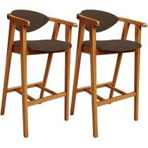 Kit 02 Banquetas Alta Para Cozinha Bancada Bar Sala De Jantar Fixa Cecília L02 Suede Marrom Kit 02 Banquetas Alta Para Cozinha Bancada Bar Sala De Jantar Fixa Cecília L02 Suede Marrom