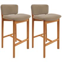 Kit 02 Banquetas Alta Para Cozinha Sala de Jantar Bar Dara L02 Bouclê Bege - Lyam Decor