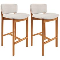 Kit 02 Banquetas Alta Para Cozinha Sala de Jantar Bar Dara L02 Linho Cru - Lyam Decor