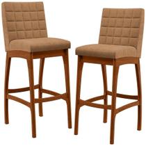 Kit 02 Banquetas Alta Para Cozinha Sala De Jantar Fixa Mila B04 Bouclê Mostarda