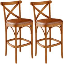 Kit 02 Banquetas Altas Cozinha Bancada Bar Sala de Jantar Estofada Ávila L02 material sintético Camel - Lyam Kit 02 Banquetas Altas Cozinha Bancada Bar Sala de Jantar Estofada Ávila L02 material sintético Camel - Lyam