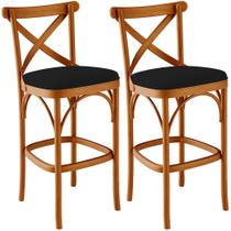 Kit 02 Banquetas Altas Cozinha Bancada Bar Sala de Jantar Estofada Ávila L02 Suede Preto - Lyam Kit 02 Banquetas Altas Cozinha Bancada Bar Sala de Jantar Estofada Ávila L02 Suede Preto - Lyam
