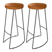 Kit 02 Banquetas Altas Cozinha Maia D01 Peroba Rosa Kit 02 Banquetas Altas Cozinha Maia D01 Peroba Rosa