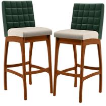 Kit 02 Banquetas Altas Cozinha Sala De Jantar Fixa Mila B04 Facto Verde Musgo Linho Cru - Lyam Decor Kit 02 Banquetas Altas Cozinha Sala De Jantar Fixa Mila B04 Facto Verde Musgo Linho Cru - Lyam Decor