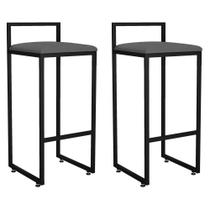 Kit 02 Banquetas Altas Hanna Preto Suede Cinza Kit 02 Banquetas Altas Hanna Preto Suede Cinza
