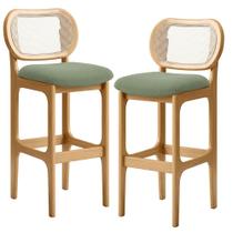 Kit 02 Banquetas Altas Para Cozinha Bancada Sala Tela Betta Fixa L02 Bouclê Oliva - Lyam Kit 02 Banquetas Altas Para Cozinha Bancada Sala Tela Betta Fixa L02 Bouclê Oliva - Lyam