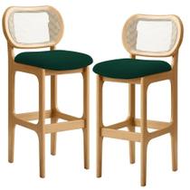 Kit 02 Banquetas Altas Para Cozinha Bancada Sala Tela Betta Fixa L02 Bouclê Verde - Lyam Kit 02 Banquetas Altas Para Cozinha Bancada Sala Tela Betta Fixa L02 Bouclê Verde - Lyam