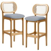 Kit 02 Banquetas Altas Para Cozinha Bancada Sala Tela Betta Fixa L02 Suede Cinza - Lyam Kit 02 Banquetas Altas Para Cozinha Bancada Sala Tela Betta Fixa L02 Suede Cinza - Lyam