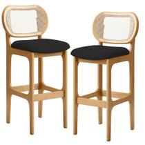 Kit 02 Banquetas Altas Para Cozinha Bancada Sala Tela Betta Fixa L02 Suede Preto - Lyam Kit 02 Banquetas Altas Para Cozinha Bancada Sala Tela Betta Fixa L02 Suede Preto - Lyam