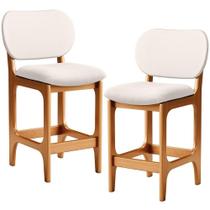 Kit 02 Banquetas Baixa Bar Cozinha E Sala De Jantar Fixa Betta L02 Imbuia Linho Cru Kit 02 Banquetas Baixa Bar Cozinha E Sala De Jantar Fixa Betta L02 Imbuia Linho Cru