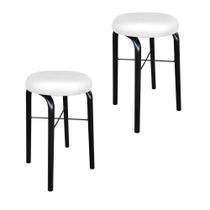 Kit 02 Banquetas Baixa Manu material sintético Branco