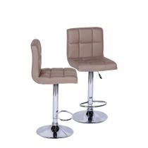 Kit 02 Banquetas Boxbit Confort Madeira Caramelo Cromada