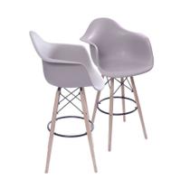 Kit 02 Banquetas Boxbit Dkr Pp com Braço Fendi Base Madeira