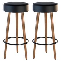 Kit 02 Banquetas Cozinha Londres Estofada D-33 com Pés de Madeira Couríssimo Preto - Desk Design Kit 02 Banquetas Cozinha Londres Estofada D-33 com Pés de Madeira Couríssimo Preto - Desk Design