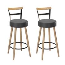 Kit 02 Banquetas Moscou Pés de Madeira - SalaOne Kit 02 Banquetas Moscou Pés de Madeira - SalaOne