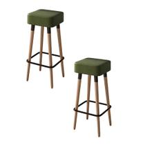Kit 02 Banquetas Quadradas Milao Corano Verde S02 - D'Rossi Kit 02 Banquetas Quadradas Milao Corano Verde S02 - D'Rossi