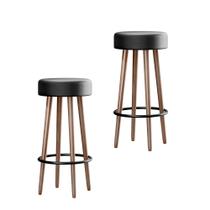 Kit 02 Banquetas Redondas Libia Corano Preto S02 - D'Rossi Kit 02 Banquetas Redondas Libia Corano Preto S02 - D'Rossi